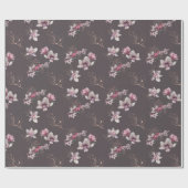 ブライダルダスティブルゴーニュ水彩花と鳥 ラッピングペーパー (フラット)