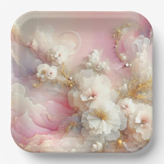 ブライダルチュレフローラ抽象芸術 ペーパープレート (正面)