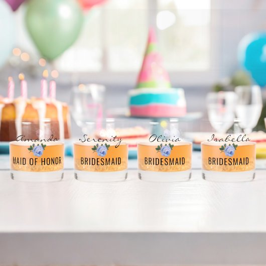 ブライダルチーム金ゴールドグリッタージオブルーフローラズ ウイスキーグラス (インサイチュ (バースデー))