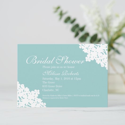 ブライダルティーまたはシャワー招待状|ブライダルレース 招待状 (スタンド正面)