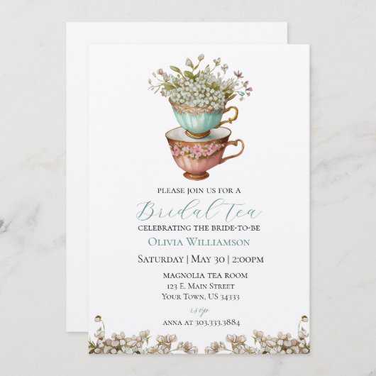 ブライダルティーウェディングシャワー招待状 招待状 (正面/裏面)