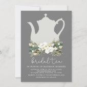 ブライダルティーグレーウォーターカラーフラワーズ招待状 招待状 (正面)