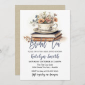 ブライダルティーシャワーダスティブルーティーカップフローラブック 招待状 (正面/裏面)