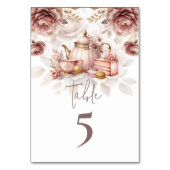 ブライダルティーシャワーパステルピンクと金ゴールド テーブルナンバー (正面)