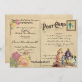 ブライダルティーシャワー顕彰、スタイル古はがき 招待状 (正面/裏面)