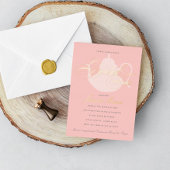 ブライダルティーシルバーティーポットエレガントブライダルシャワー 箔招待状