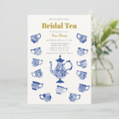 ブライダルティーチニセリーレースモダンネイビーシャワー 招待状 (スタンド正面)