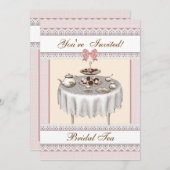 ブライダルティーパーソナライズされたパーティの招待状-ピンク 招待状 (正面/裏面)