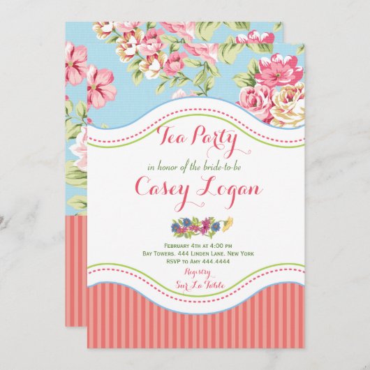 ブライダルティーパーティの招待状 招待状 (正面/裏面)