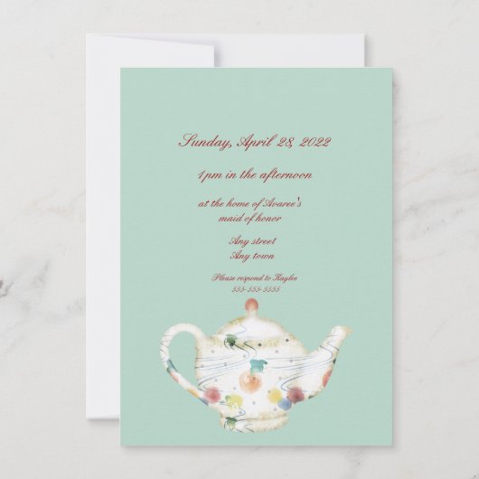 ブライダルティーパーティーシャワー招待状 招待状 (裏面)