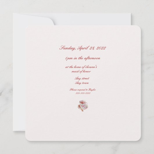 ブライダルティーパーティーシャワー招待状 招待状 (裏面)