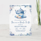 ブライダルティーパーティー招待状、ブライダルシャワーブルンチブルー 招待状 (正面)
