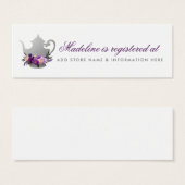 ブライダルティーパーティー紫色のレジストリ挿入カード (正面&裏面)