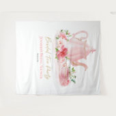 ブライダルティーパーティー | ピンクのブライダルシャワーバックドロップ タペストリー (正面(横))