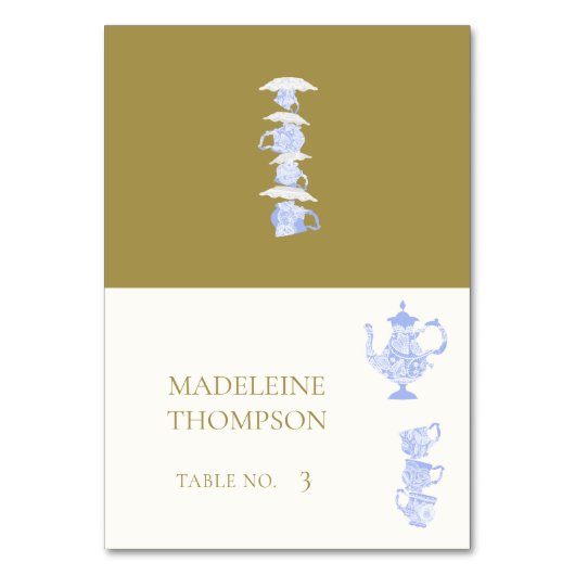 ブライダルティーブルー中国セットホワイトレース座席表 テーブルナンバー (正面)