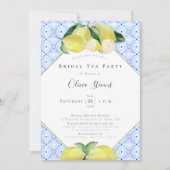 ブライダルティーモダンパーティーイエローレモンのシャワー 招待状 (正面)