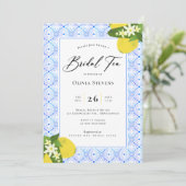 ブライダルティーレモンモダンポルトガル語タイルのシャワーシャワー 招待状 (スタンド正面)