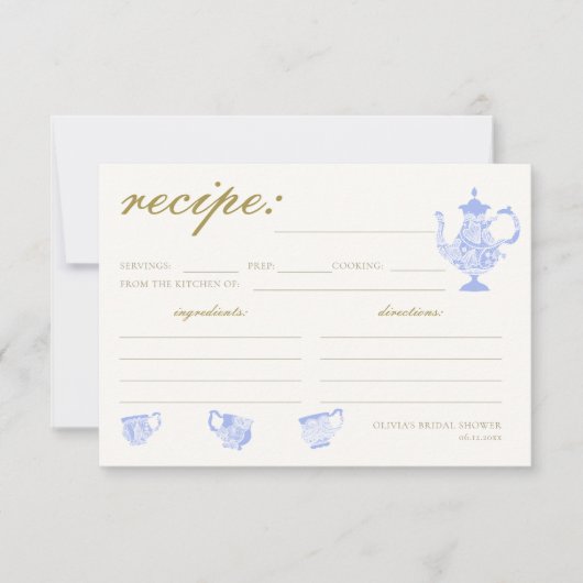 ブライダルティー中国セットレースシャワーレシピカード (正面)