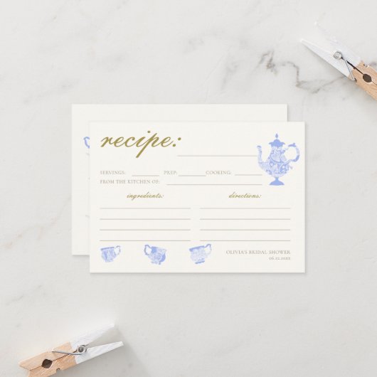 ブライダルティー中国セットレースシャワーレシピカード (正面/裏面インサイチュ)