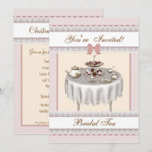 ブライダルティー パーソナライズ パーティー インビテーション - ピンク (正面/裏面)
