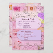 ブライダルトラベルシャワーテーマ(ピンクと紫のインビ) 招待状 (正面/裏面)