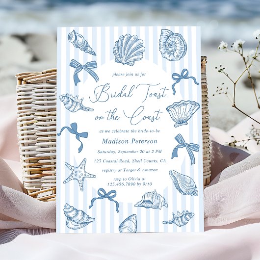 ブライダルトーストオンザコーストシーシェルブライダルシャワー 招待状
