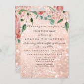 ブライダルドレススパークバラVIP赤面バラ花模様 招待状 (正面/裏面)