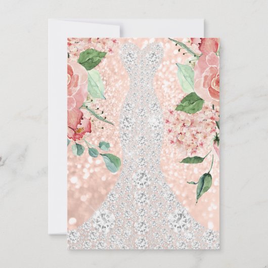 ブライダルドレススパークバラVIP赤面バラ花模様 招待状 (裏面)