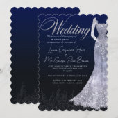 ブライダルドレスダイヤモンドブルー結婚式招待状 招待状 (正面/裏面)