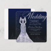 ブライダルドレスダイヤモンドブルー結婚式招待状 招待状 (正面/裏面)
