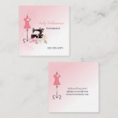 ブライダルドレス変更ピンク スクエア名刺 (正面/裏面)