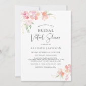 ブライダルバーチャルシャワーピンク金ゴールドフローラ水色 招待状 (正面)