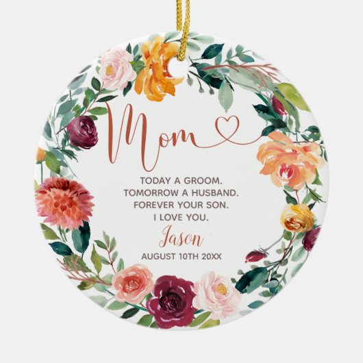 ブライダルパーソナライズされたグロムスマンBridesmaid Ceramic O セラミックオーナメント (正面)