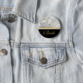 ブライダルパーティの名札のバラのエレガントな金ゴールドの黒 缶バッジ (インサイチュ)