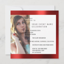 ブライダルパーティのFotoの幾何学の赤いルビー色の金属 招待状