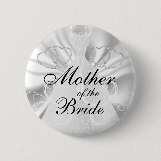 ブライダルパーティエレガントホワイトサテフェイクン 缶バッジ (正面)