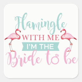 ブライダルパーティカスタムピンクフラミングルブライドステッカー スクエアシール