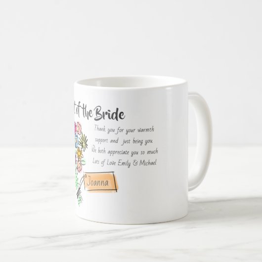 ブライダルパーティギフトパーソナライズされたお礼メッセージ コーヒーマグカップ (正面右)