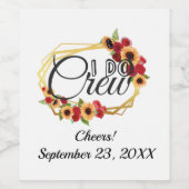 ブライダルパーティギフト、私クルー、ひまわり、バラ ワインラベル (シングルラベル)