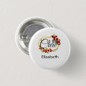 ブライダルパーティギフト、私クルー、ひまわり、バラ 缶バッジ (正面&裏面)