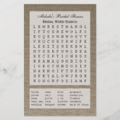 ブライダルパーティシャワーワードサーチゲーム – Burlap (正面)