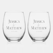 ブライダルパーティシンプルウェディングギフト ステムなしワイングラス (正面)