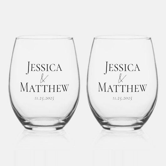 ブライダルパーティシンプルウェディングギフト ステムなしワイングラス (正面)