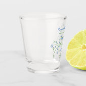 ブライダルパーティパーソナライズブルーフラワーショットガラス ショットグラス (左)