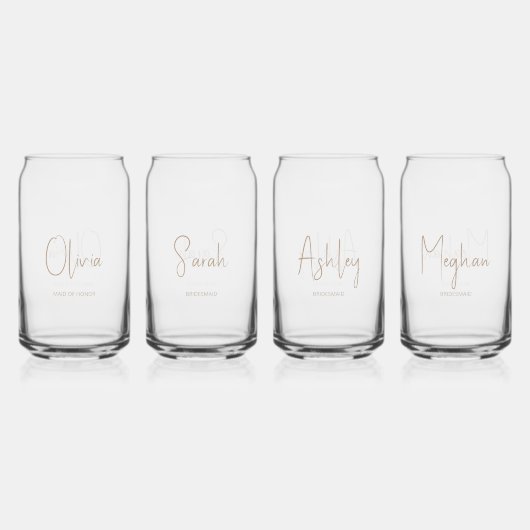 ブライダルパーティブライドメイド名前をカスタムする ガラス缶 (正面)