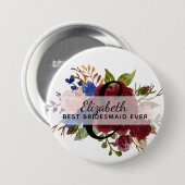 ブライダルパーティブリーズメイドギフトブルゴーニュブルー 缶バッジ (正面&裏面)