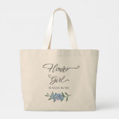 ブライダルパーティブルーフローラフラワーガールパーソナライズされた ラージトートバッグ (裏面)
