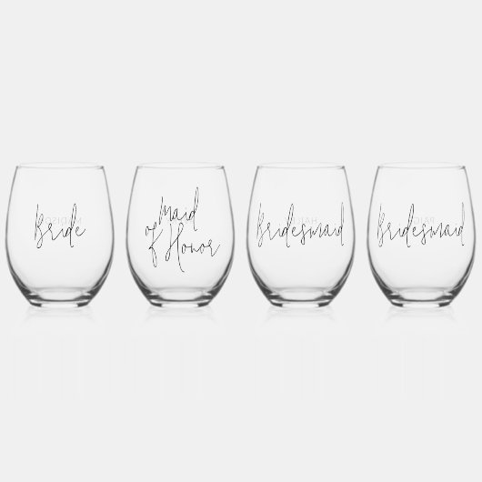 ブライダルパーティワインガラスセパーソナライズされたット ステムなしワイングラス (正面)