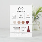 ブライダルパーティ情報カード、花嫁の服装 招待状 (スタンド正面)