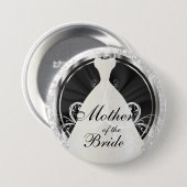 ブライダルパーティ|の黒く、白い及び銀製のアクセント 缶バッジ (正面&裏面)